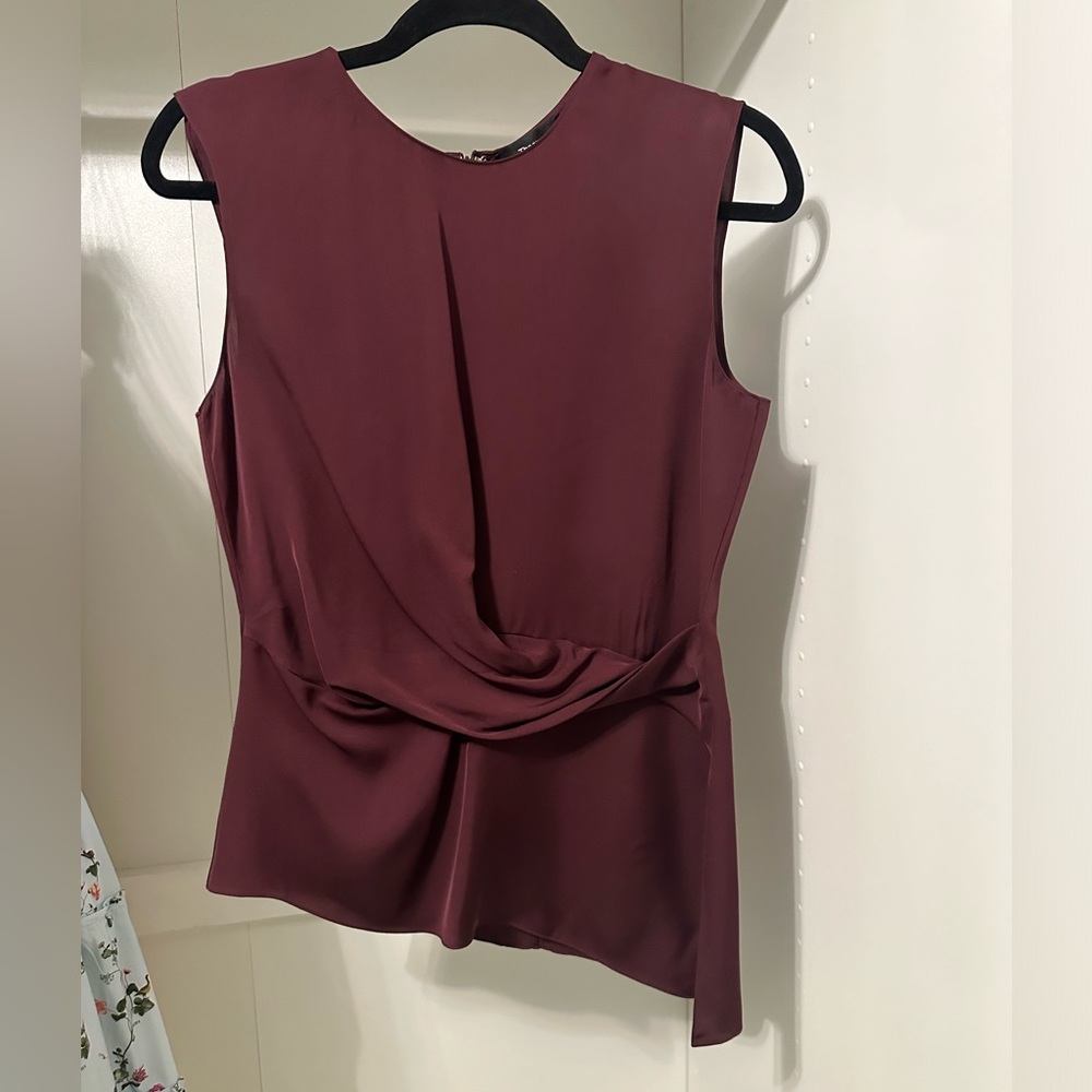 NWOT Twisted Sleeveless Top in Silk Georgette Cabernet Size S